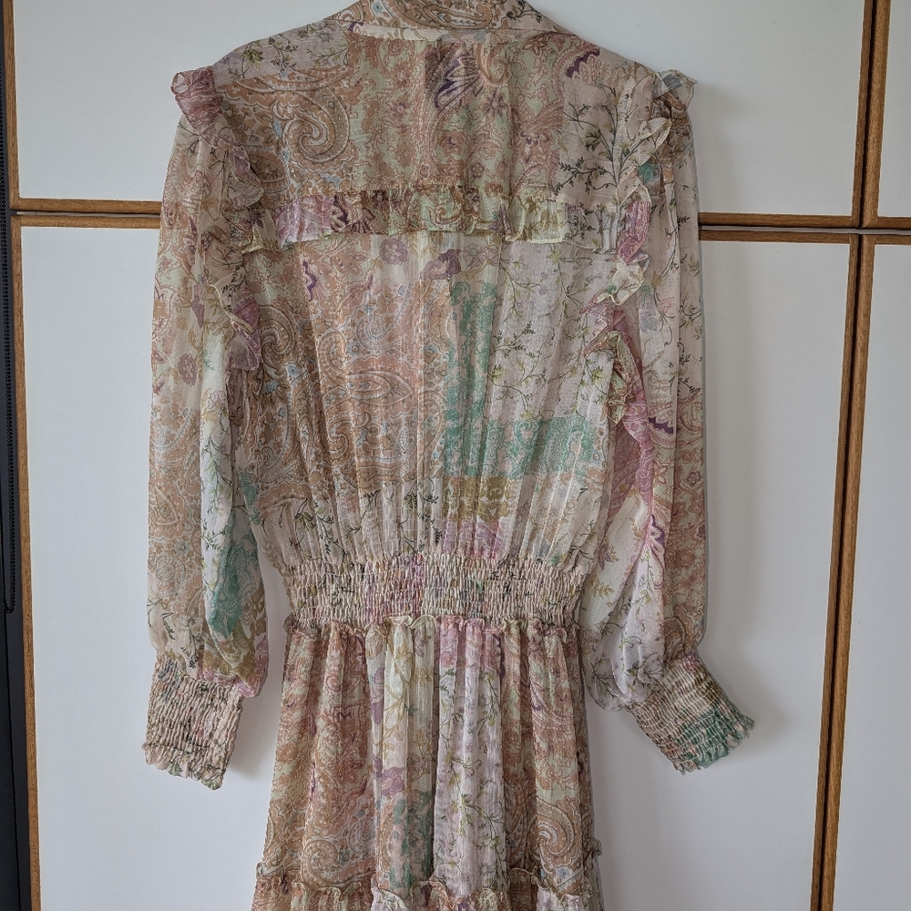 NWOT Famous Misa Los Angeles Aydeniz Dress Printemps Patchwork L - Picture 13 of 16